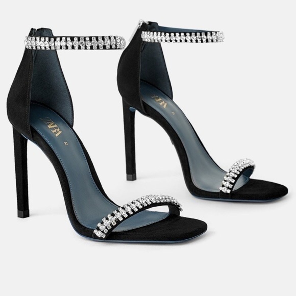 Zara Blue Collection Heeled Leather Sandals